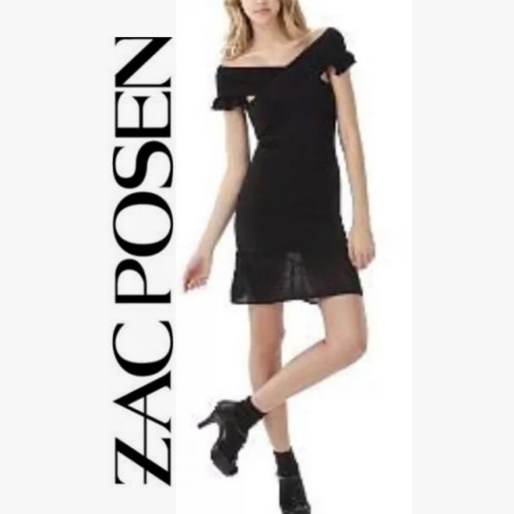 Zac Posen Off Shoulder Bandage Black Dress